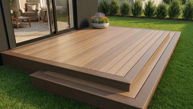 Composite deck with dark border for illustration only